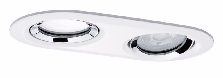 Set di faretti da incasso Paulmann Premium Nova, IP65, orientabili, ovali, LED, 2x7W, 230V, attacco GU10, 51mm, colore bianco con finitura cromata/alluminio