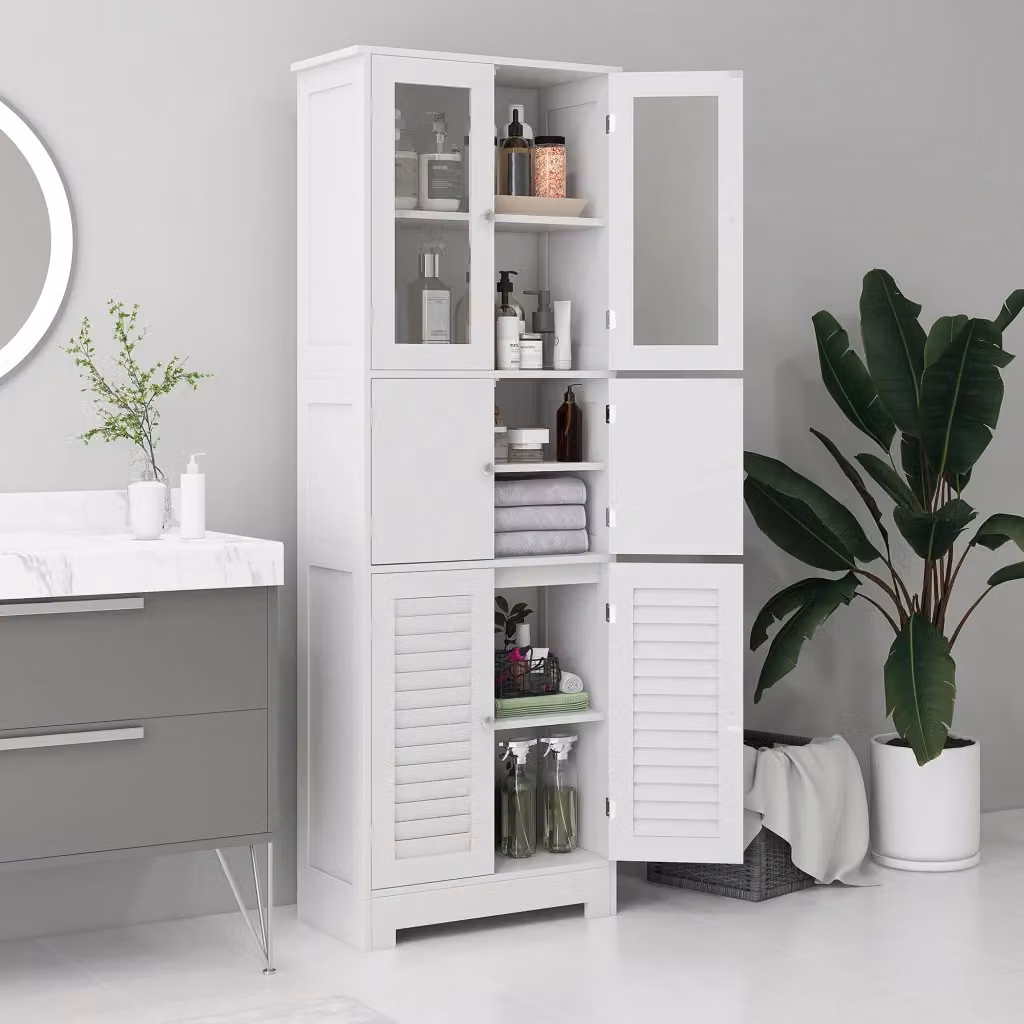 Mobile Colonna Bagno Giordanoshop Bianco con 3 Armadietti L/P/H: 60 x 30 x 170,5 cm – 2