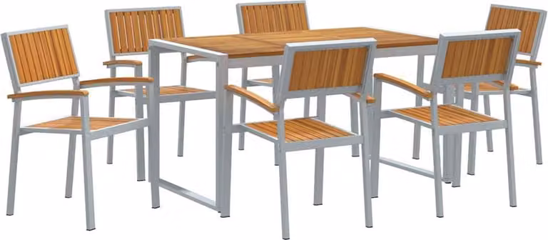 Set da Pranzo per Giardino 7 pcs Grigio