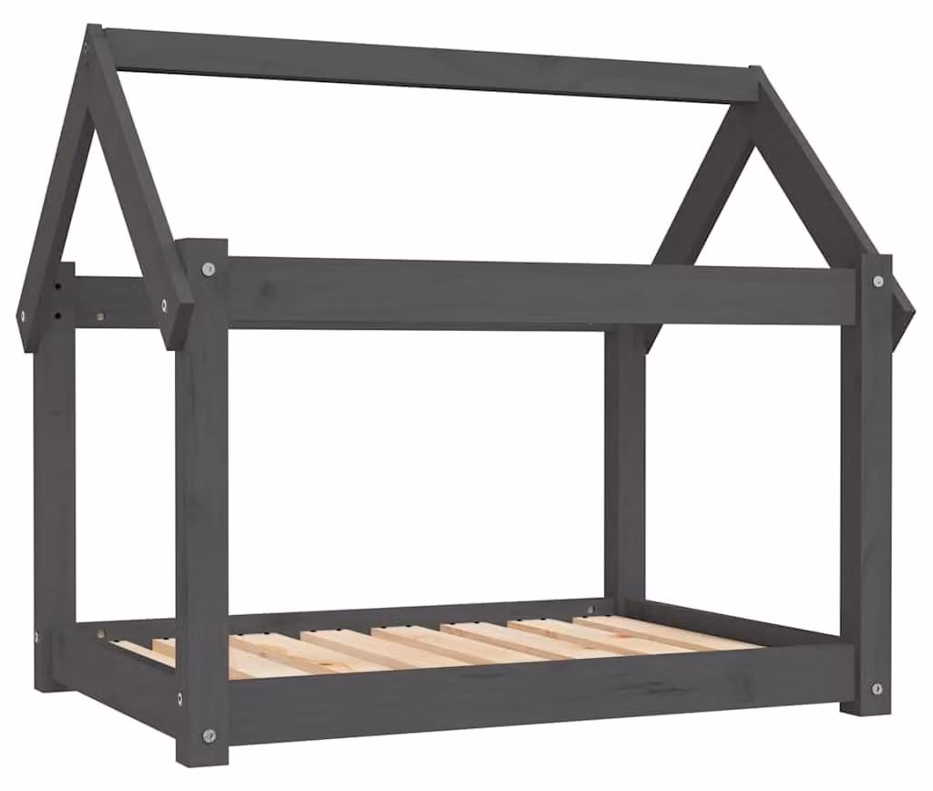 Cuccia per cani in legno di abete, colore grigio, dimensioni 81 x 60 x 70 cm