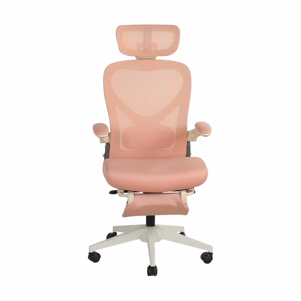 Sedia da ufficio ergonomica pieghevole Minimal rosa con braccioli imbottiti, schienale 3D e poggiatesta – 2