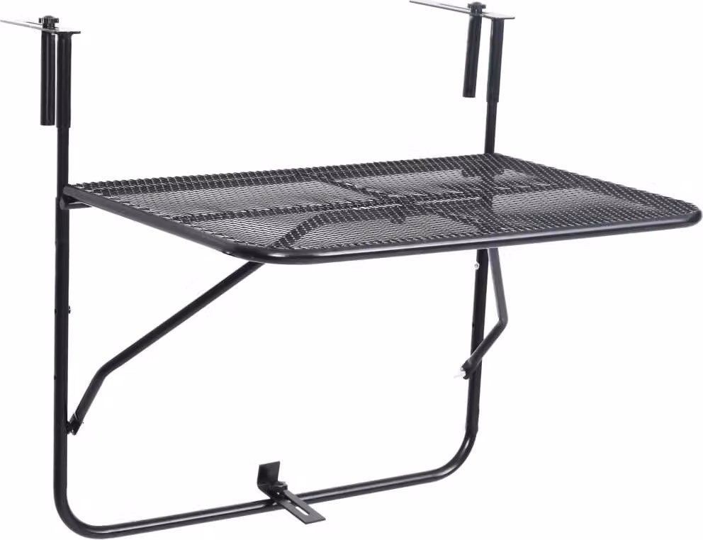 Tavolo da Balcone Nero 60x40 cm in Acciaio