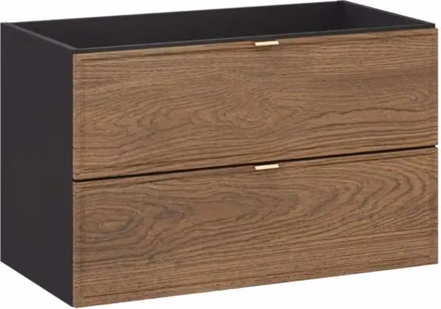 Mobile sottolavabo SAVIA 80 cm marrone e nero – 2 cassetti – sospesi