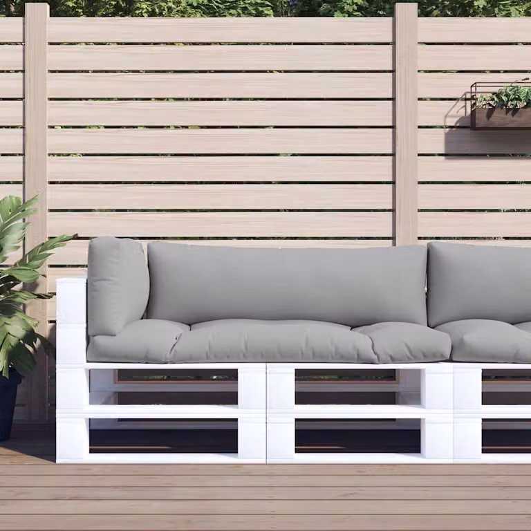 Set di 3 cuscini per pallet vidaXL in poliestere grigi, idrorepellenti e resistenti ai raggi UV