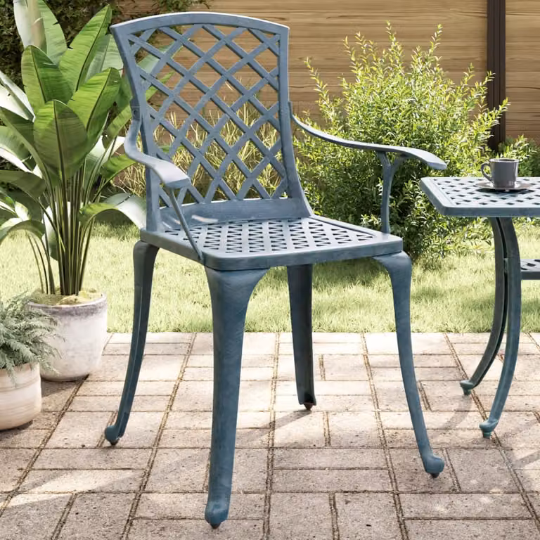 Set di 2 sedie da giardino vidaXL in alluminio pressofuso verde con braccioli