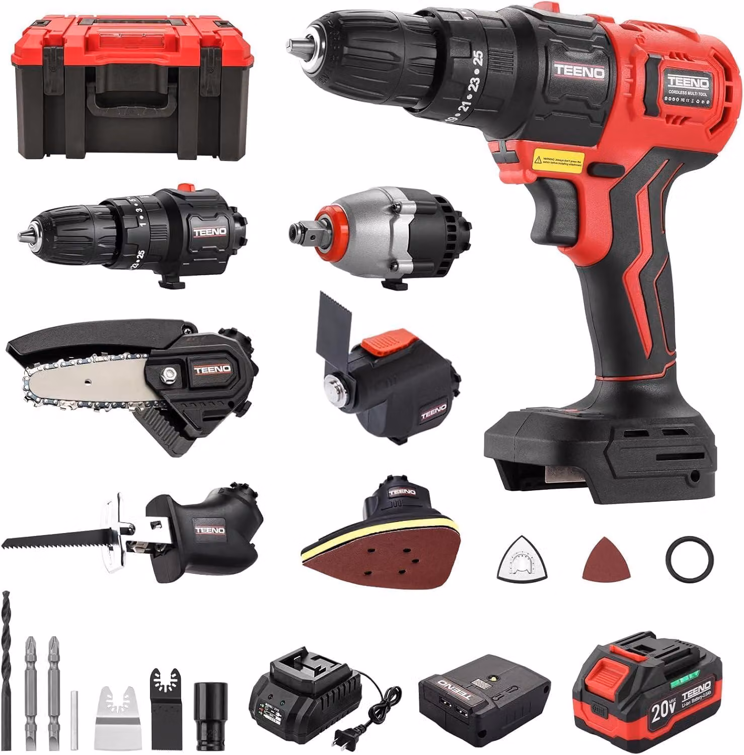 Set di utensili cordless a 18 V - 6 funzioni - Batteria agli ioni di litio - Con custodia
