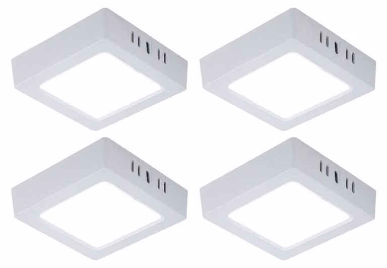 set di 4 lampade da soffitto a LED, pannello montato in superficie, bianco freddo, L 12 cm