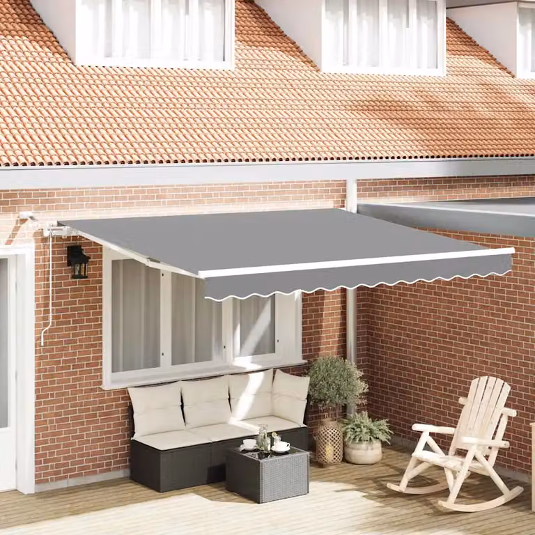 vidaXL Tenda da sole elettrica con LED e sensore in alluminio, disponibile in bianco o grigio, L: 3,5 m x P: 2,5 m