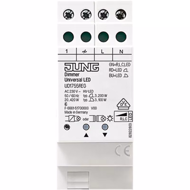 Dimmer universale a LED REG - Distributore modulare 20 ... 420VA DU 1755 REG