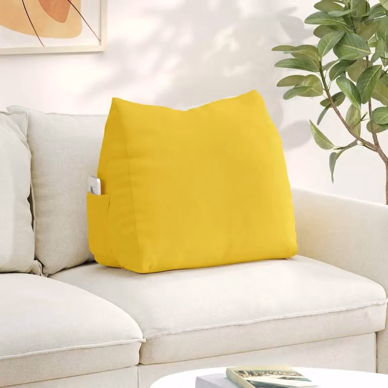 vidaXL Cuscino a Cuneo per Schiena Giallo con Rivestimento in Poliestere L: 60 cm, P: 20 cm, H: 50 cm
