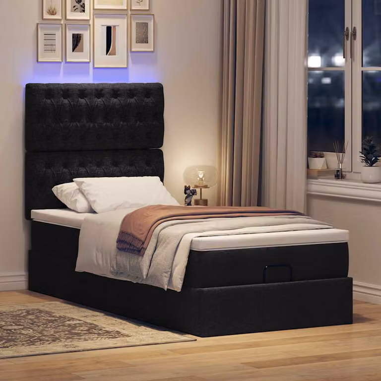 Maison Exclusive - Pouf Letto con Materasso e LED Nero 80x200cm in Tessuto