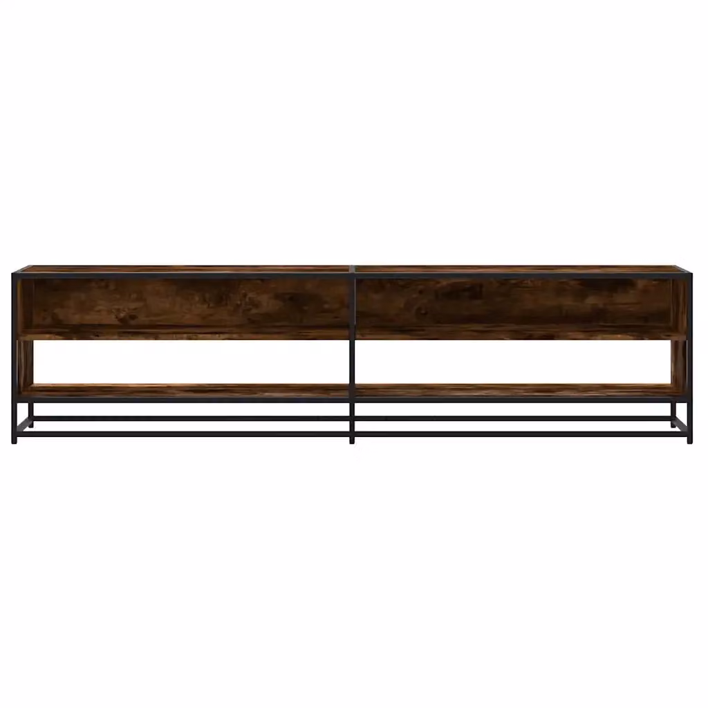 Mobile TV stile industriale HELLOSHOP26 con vano contenitore in legno composito e metallo, colore marrone rovere affumato, L: 180,5 cm, P: 40 cm, H: 46 cm – 2