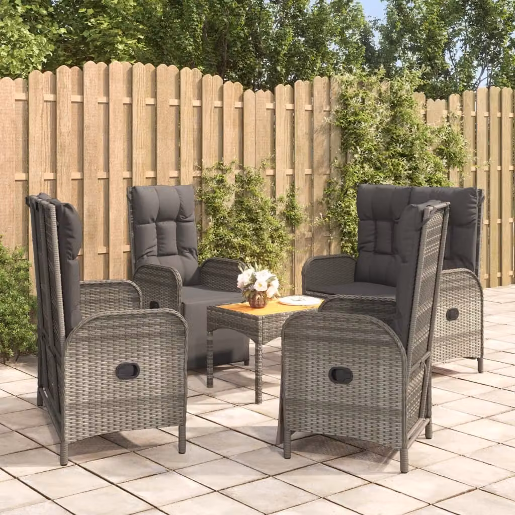 Maison Exclusive - Set da pranzo da giardino 5 pezzi con cuscini grigio in polyrattan