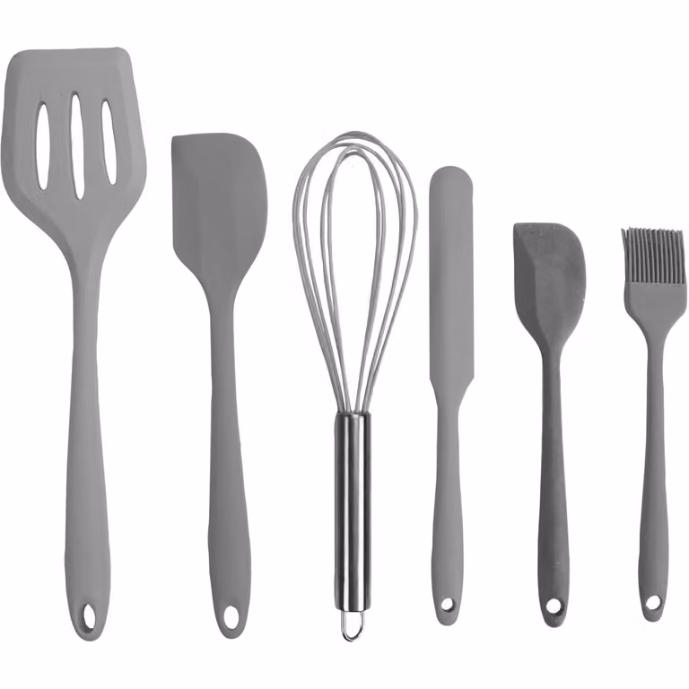 Set di 6 utensili da cucina in silicone e acciaio inox Gusto Casa, lavabili in lavastoviglie