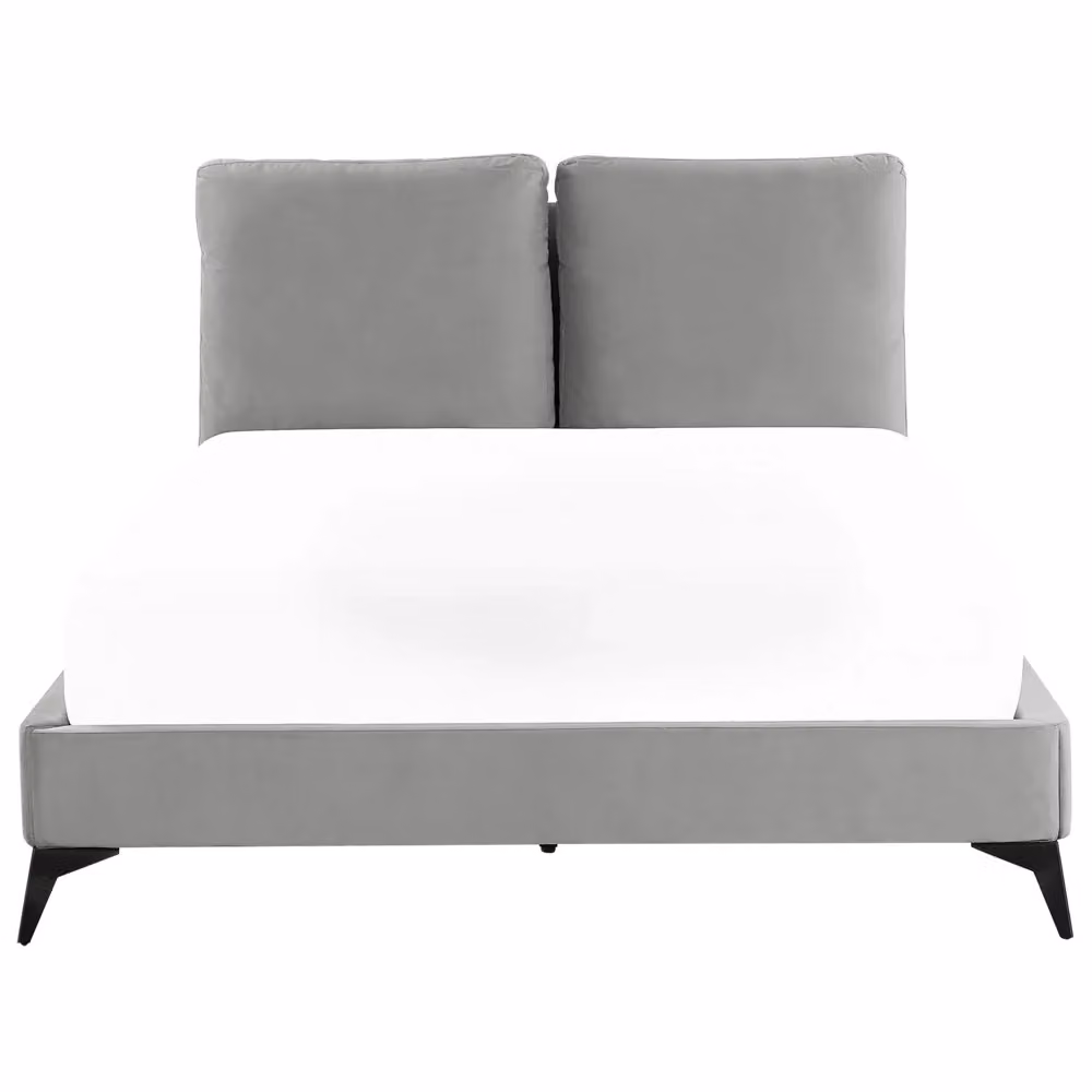 Letto imbottito Beliani in velluto grigio L/P/H: 140 x 200 cm – 2