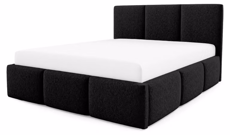 Letto imbottito con contenitore Melora, colore onyx, dimensioni 180 x 200 cm