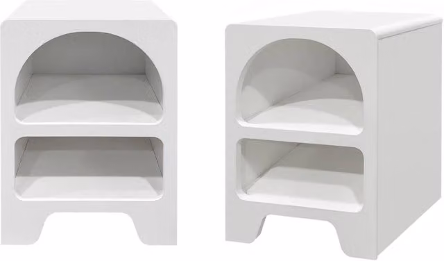 Set di 2 comodini moderni Sweeek in MDF bianco opaco con 2 nicchie – 1