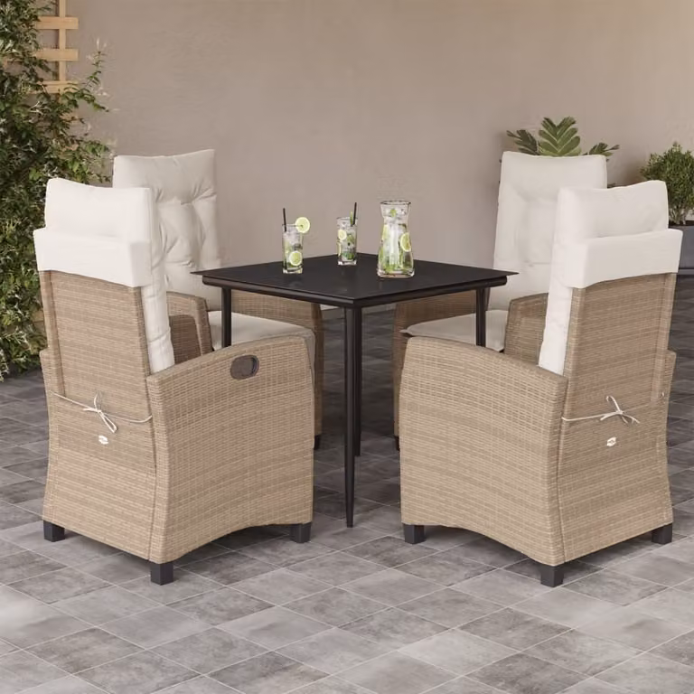 Maison Exclusive - Set da Pranzo da Giardino 5 pz con Cuscini Beige in Polyrattan