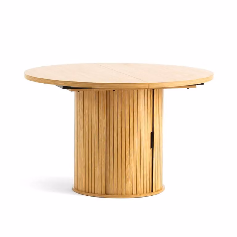Tavolo rotondo allungabile 120?160 cm in legno rivestito in melamina con base in laminato e spazio di archiviazione integrato - design moderno, elegante e funzionale per cucina e sala da pranzo - ASCANIO