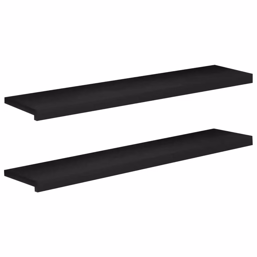 Set di 2 tappeti per scale vidaXL in legno di faggio, colore nero, L 120 x P 30 x H 2 cm