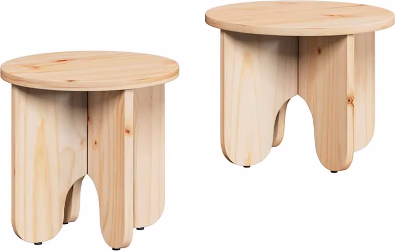 Tavolino da salotto 2 pcs Naturale Legno massello di pino