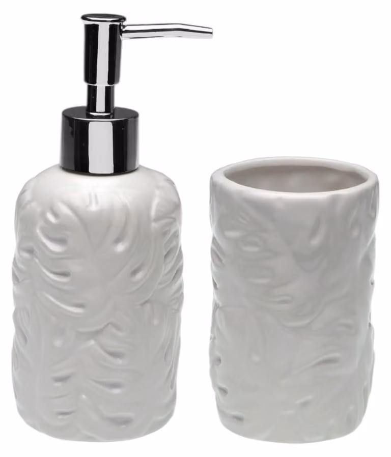 Set di dispenser per sapone e bicchieri per lo spazzolino da denti – design moderno in Vetroceramica per un tocco di eleganza