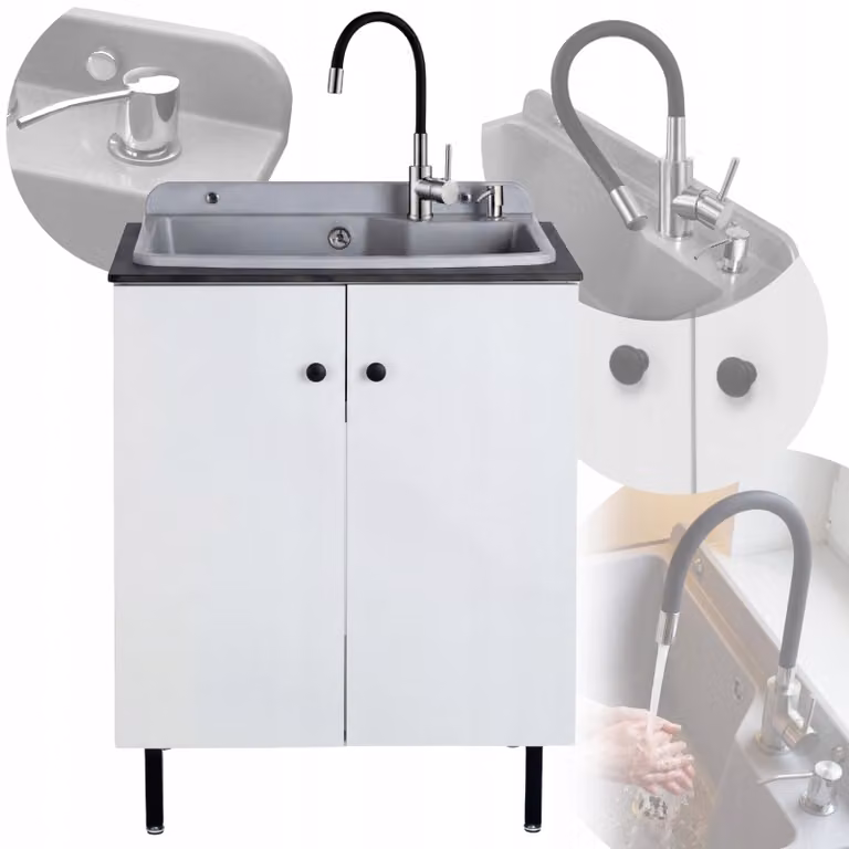 Armadio lavanderia, armadio garage, lavello, rubinetteria flessibile, dispenser sapone