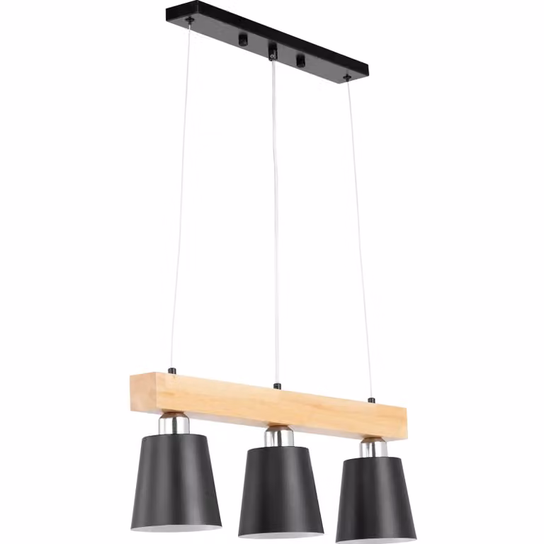 Lampada a sospensione Uniprodo - 3 sorgenti luminose - trave in legno