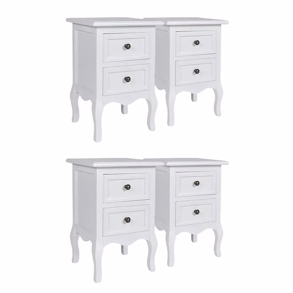 Set di 4 comodini vidaXL con 2 cassetti in MDF bianco per camera da letto – 2