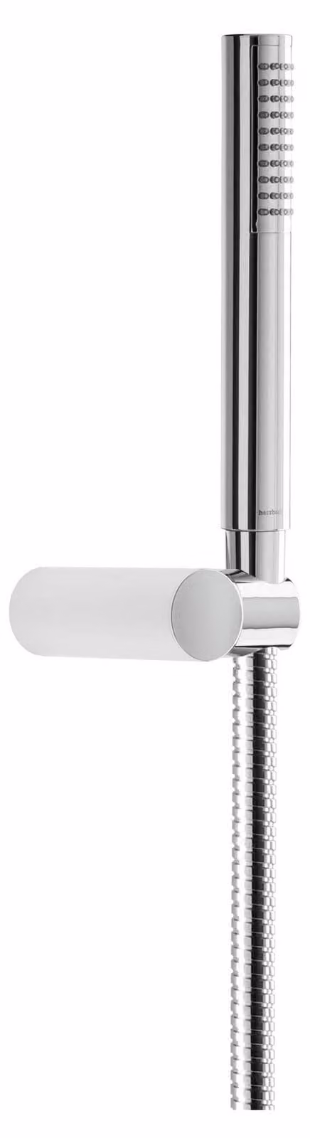 Herzbach LIVING SPA, set per vasca da bagno, supporto circolare, doccetta a mano in plastica, lunghezza 1600 mm, finitura cromata