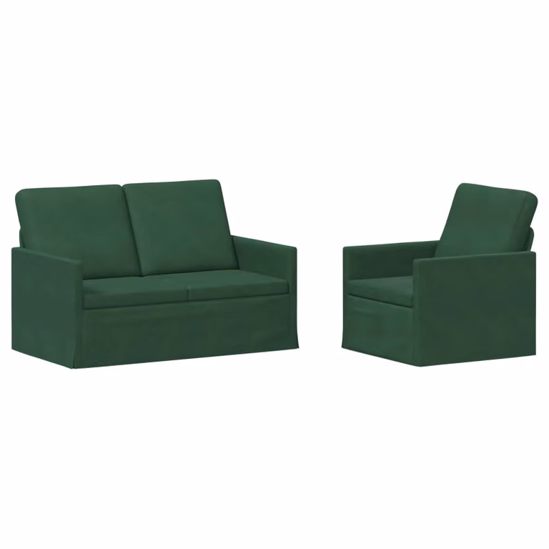 Set di 2 divani moderni vidaXL in tessuto corduroy verde con struttura in metallo per il tuo soggiorno