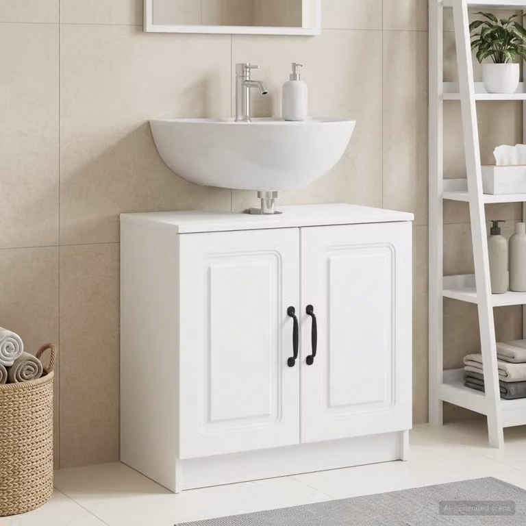 Armadio per lavabo da bagno vidaXL UTRECHT bianco moderno con ante a battente L/P/H: 59,5 x 31,5 x 56 cm