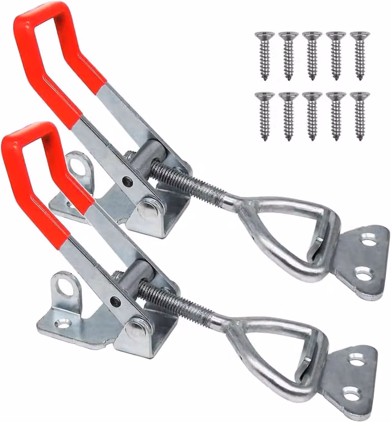 Morsetti metallici regolabili con sistema di bloccaggio rapido, confezione da 2, capacità di carico di 990 kg, adatti per porte e casse