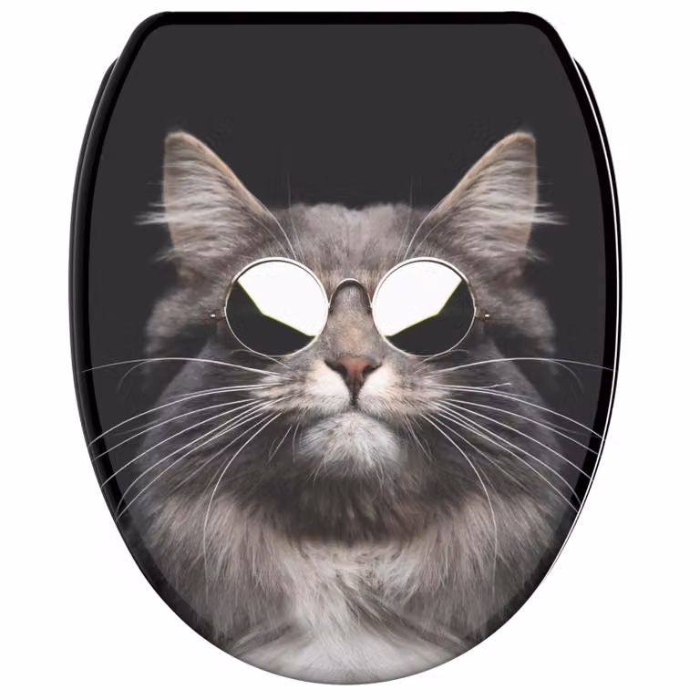 SANILO® Sedile WC con chiusura ammortizzata e chiusura rapida Cool Cat, coperchio WC direttamente dal produttore, coperchio WC, sedile WC, coperchio WC, sedile WC