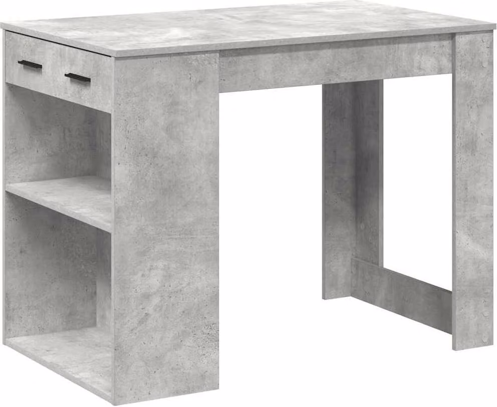 Scrivania con Cassetto Ripiano Grigio Cemento Legno Multistrato