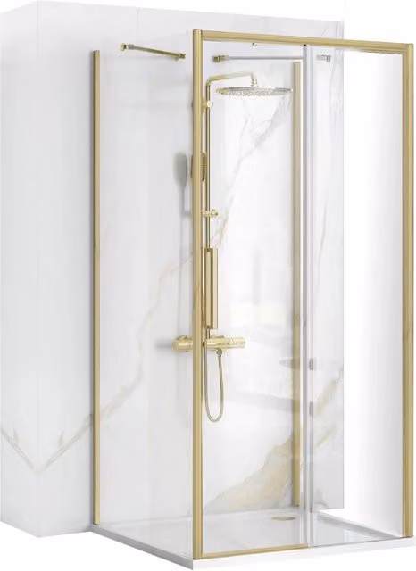 Cabina Doccia Angolare Rapid Slide Rea con Vetro Easy Clean Coating, Colore Gold, L: 130 cm, P: 100 cm