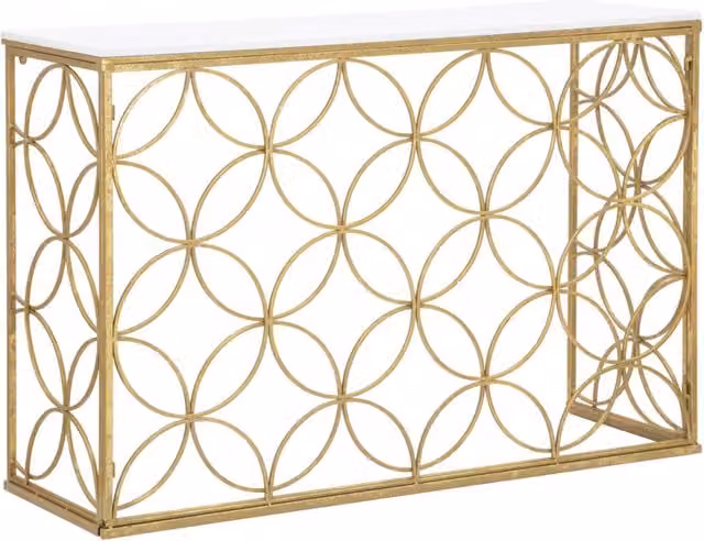 Consolle Star Marble Vikasa Home in metallo e resina effetto marmo bianco e oro L/P/H: 120 x 40 x 80 cm