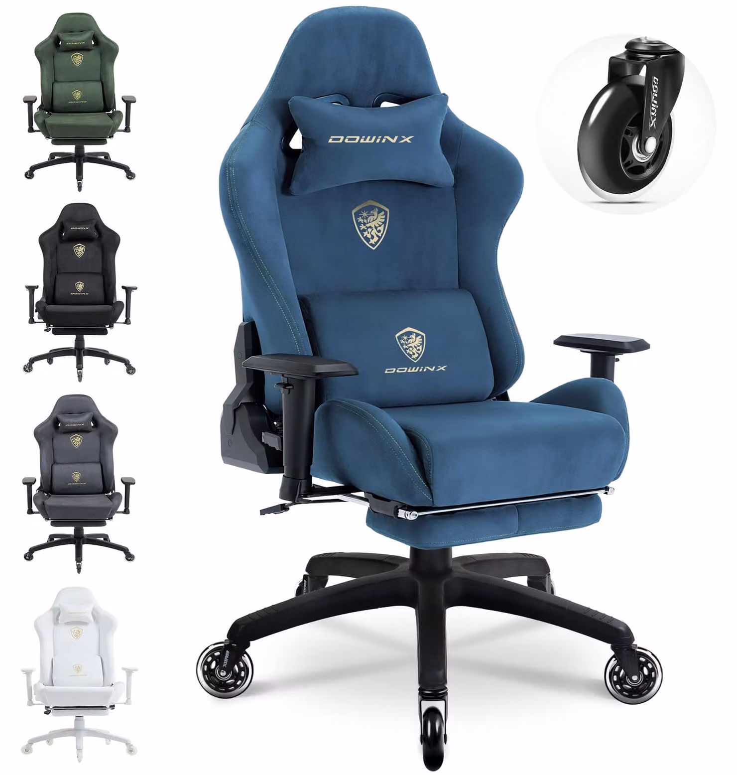 Sedia da gaming ergonomica con poggiapiedi, braccioli 3D, capacità di carico di 200 kg e ruote silenziose – comoda sedia da scrivania. Colore: blu