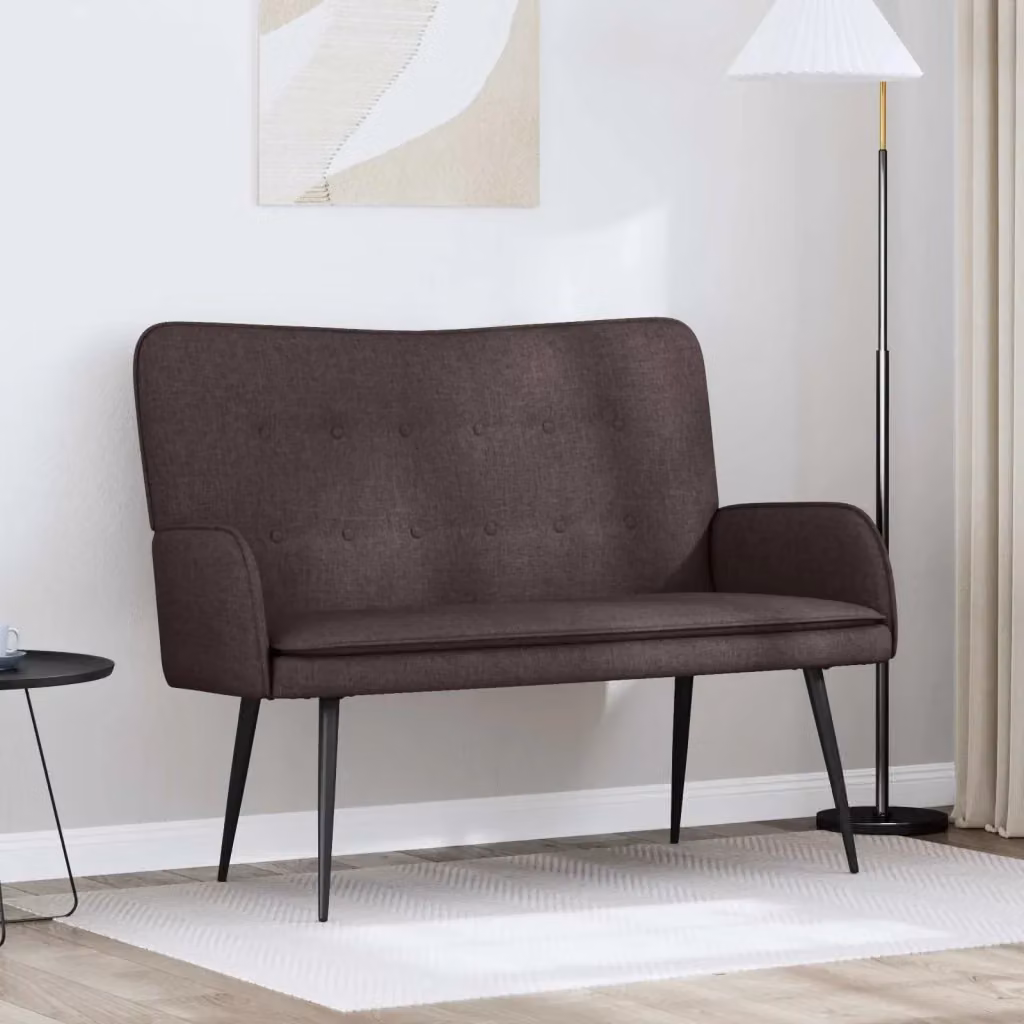 Divano a 2 posti moderno in tessuto marrone per soggiorno e camera da letto L: 115 cm, P: 61 cm, H: 87 cm – 2