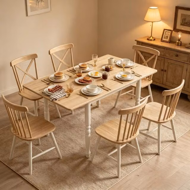 Tavolo da pranzo pieghevole ULEVR 74-134x80 cm in MDF e acciaio, estensibile per 2-6 persone, rovere e bianco