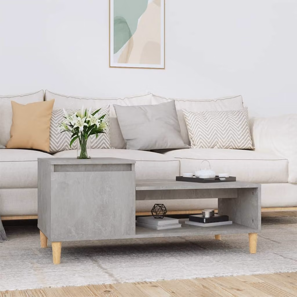 vidaXL Tavolino da caffè grigio cemento 100x50x45 cm materiale a base di legno - Tavolino da caffè - Tavolino da salotto - Tavolino da divano