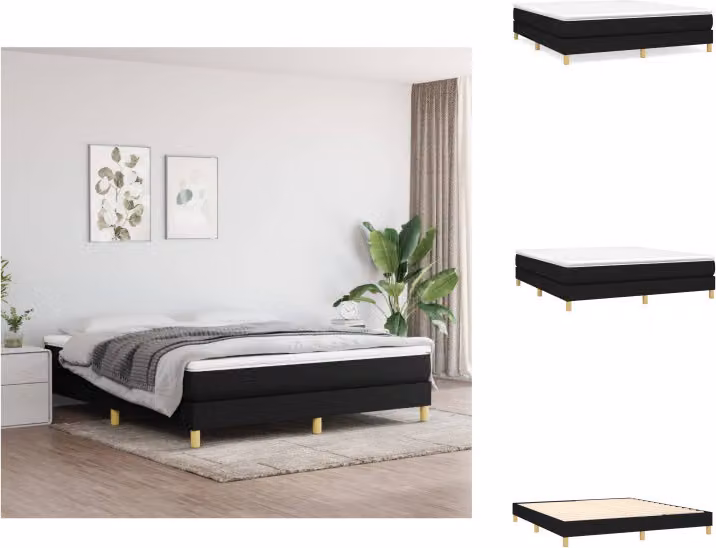 vidaXL Letto a molle con materasso nero 160x200 cm in tessuto - Letti e strutture letto