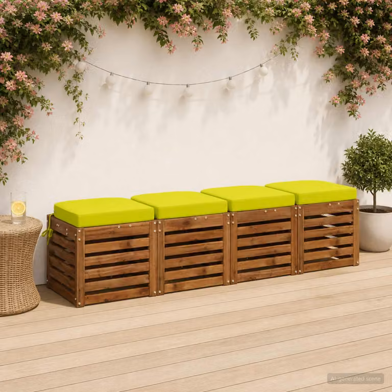 Set di 4 cuscini per sedile vidaXL SOEST in poliestere, colore verde, design moderno rettangolare con rivestimento rimovibile e lavabile