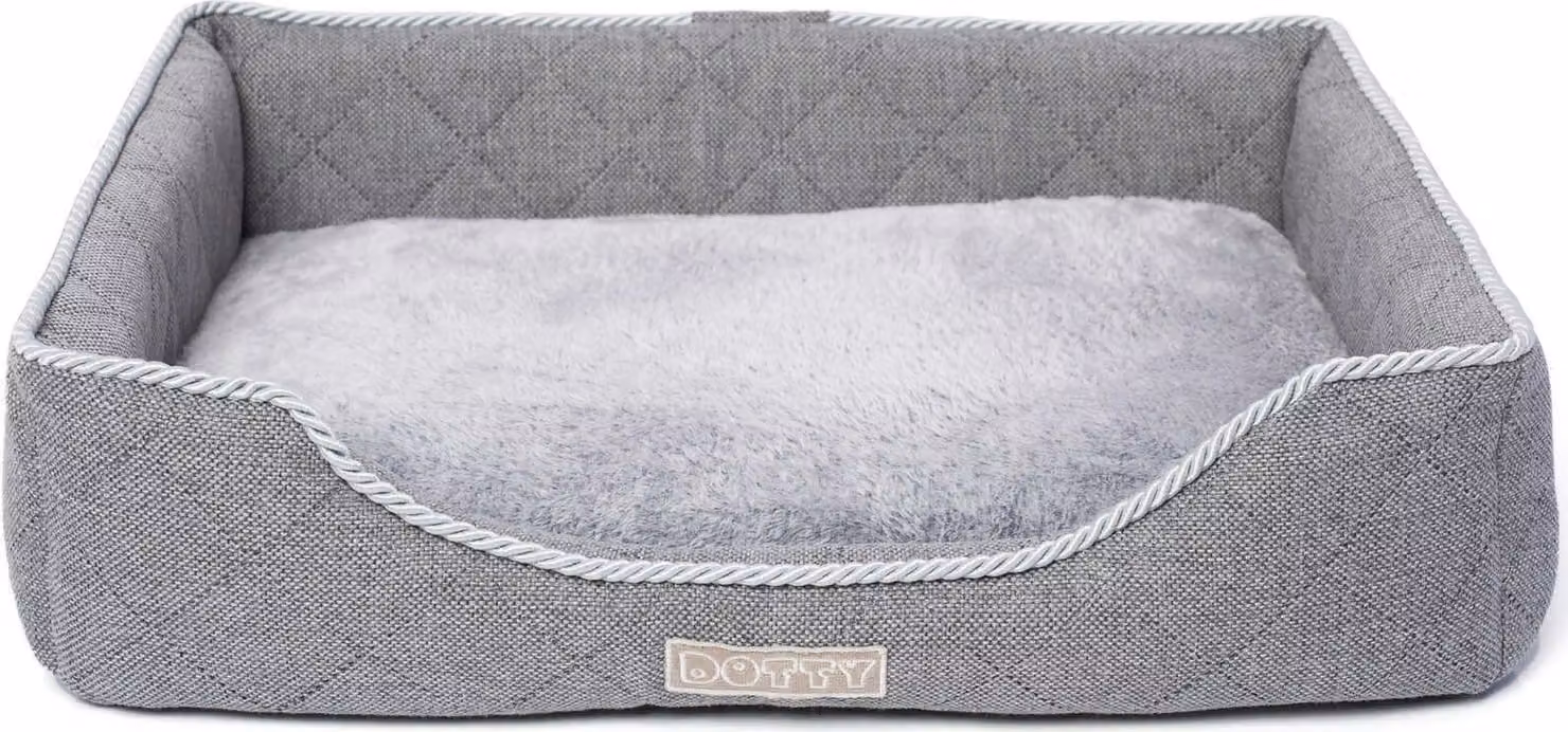 DOTTY Posto letto per cani Divano per cani Letto per gatti Accogliente letto per animali domestici Letto in peluche per cani di piccola e media taglia, grigio, taglia M (65 cm x 50 cm)