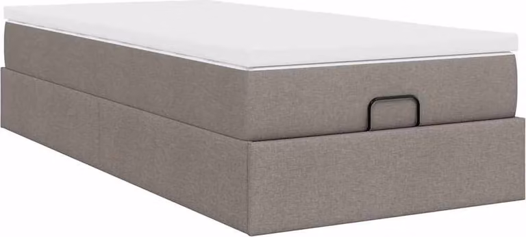 Struttura Letto Pouf con Materasso Tortora 90x200 cm in Tessuto