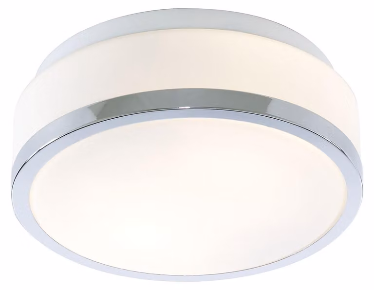 Plafoniera Contemporanea Formaggio Acciaio Cromo Vetro Bianco 1 Luce E27 23Cm