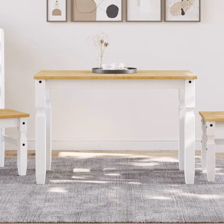 vidaXL Tavolo da Pranzo Corona in Legno Massello di Pino, Rettangolare, L: 112 cm, P: 60 cm, H: 75 cm