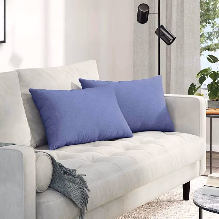 Set di 2 cuscini da divano vidaXL in tessuto blu jeans con rivestimento rimovibile, L 60 cm x P 40 cm x H 40 cm