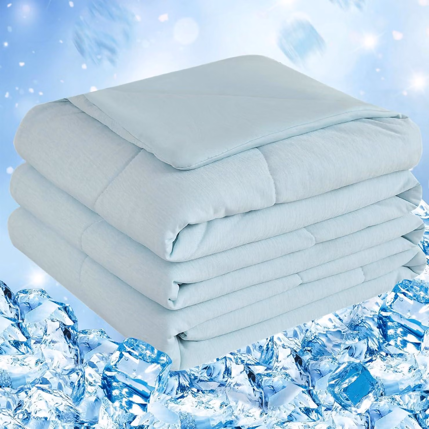 Coperta refrigerante, dimensioni 228x274 cm, colore blu ghiaccio, ideale per chi soffre di sudorazioni notturne