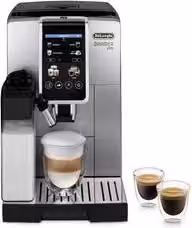 Macchina da caffè automatica De'Longhi Dinamica Plus ECAM380.85.SB, con display touch e sistema LatteCrema, Argento e Nero